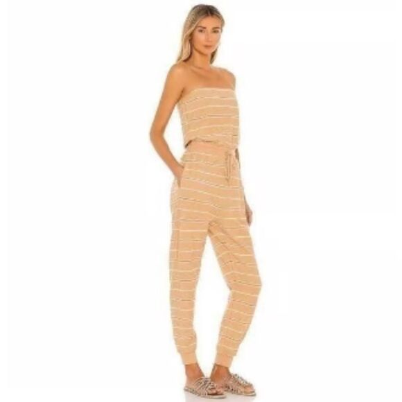 NWT L Space Revolve North Shore Jumpsuit Gold Stripe Strapless Large - Picture 13 of 13